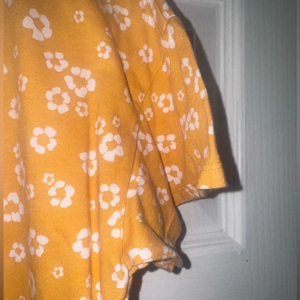 Old Navy Girls Floral Tiered Midi Dress Mustard Yellow Size L 10/12